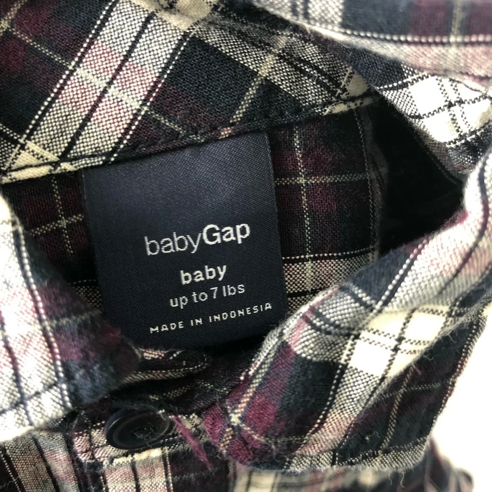 Baby Gap Plaid Purple Long Sleeve Shirt 749